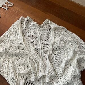 Roxy White Crochet Knit Sweater short sleeve
